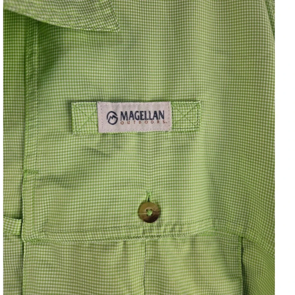Magellan Outdoors Fish Gear Shirt Mens 2XL Green Micro Check MagWick Short Sleve